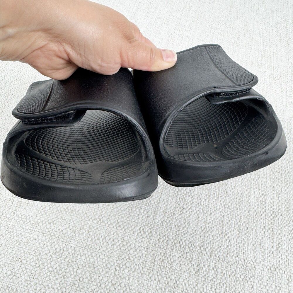 OOFOS OOAHH Sport Flex Slides Black Recovery Sandals Shoes - Picture 11 of 16